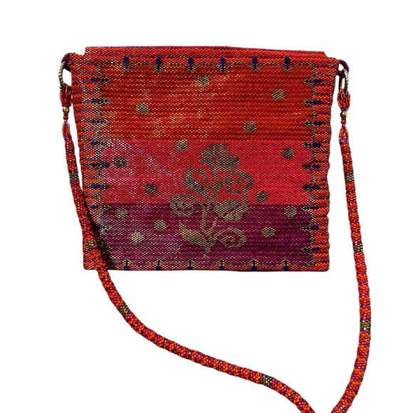 Vintage Boho Colorful Beaded Fringe Evening Cocktail Bag Flap Crossbody - Picture 5 of 7